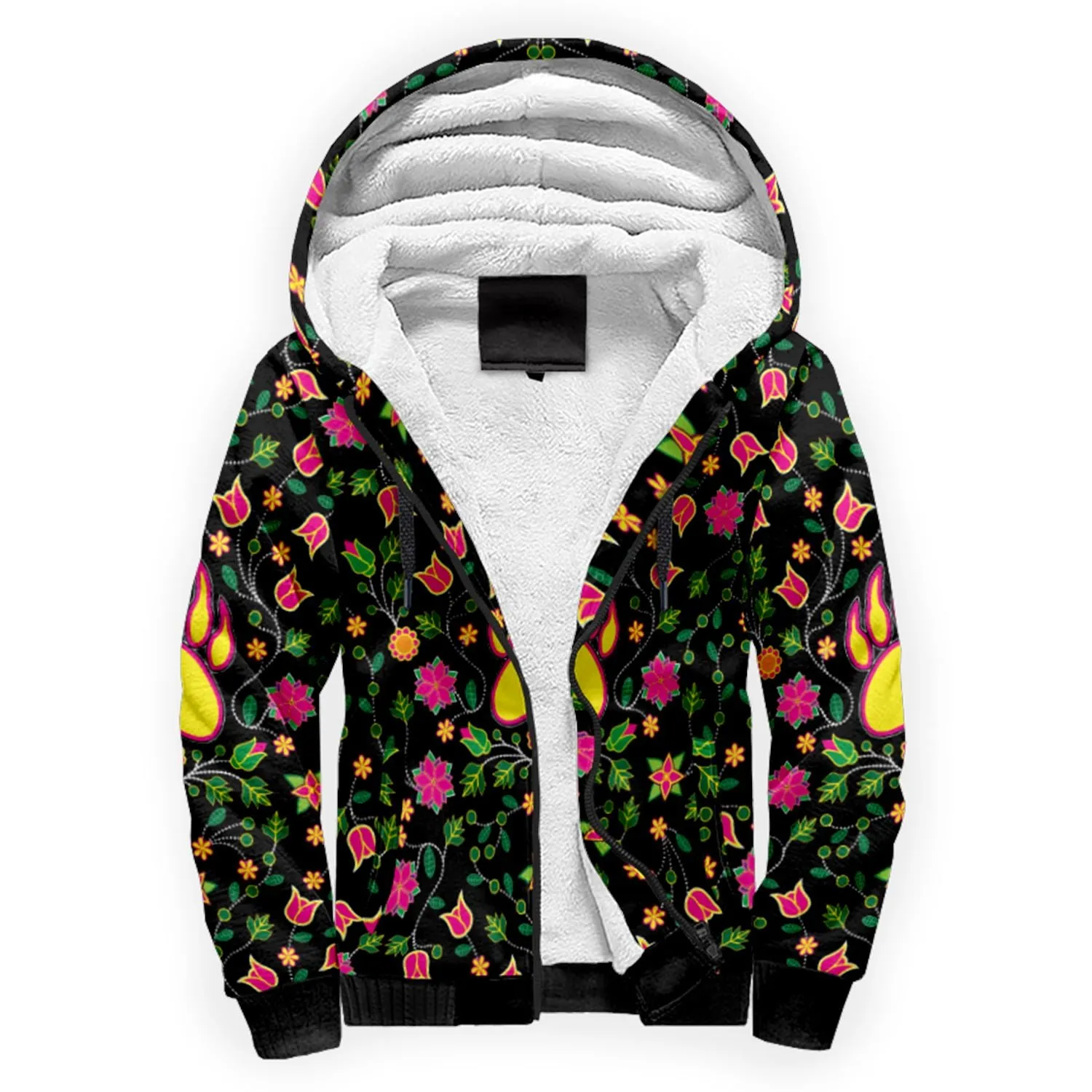 Floral Bearpaw Pink and Yellow Sherpa Hoodie