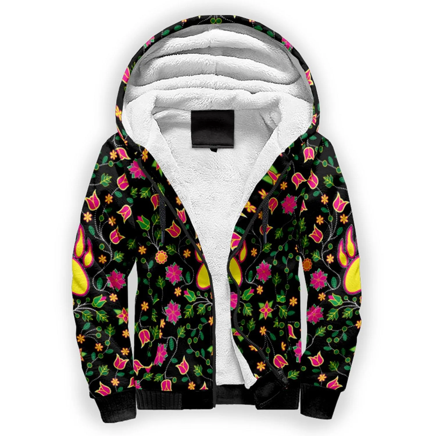 Floral Bearpaw Pink and Yellow Sherpa Hoodie