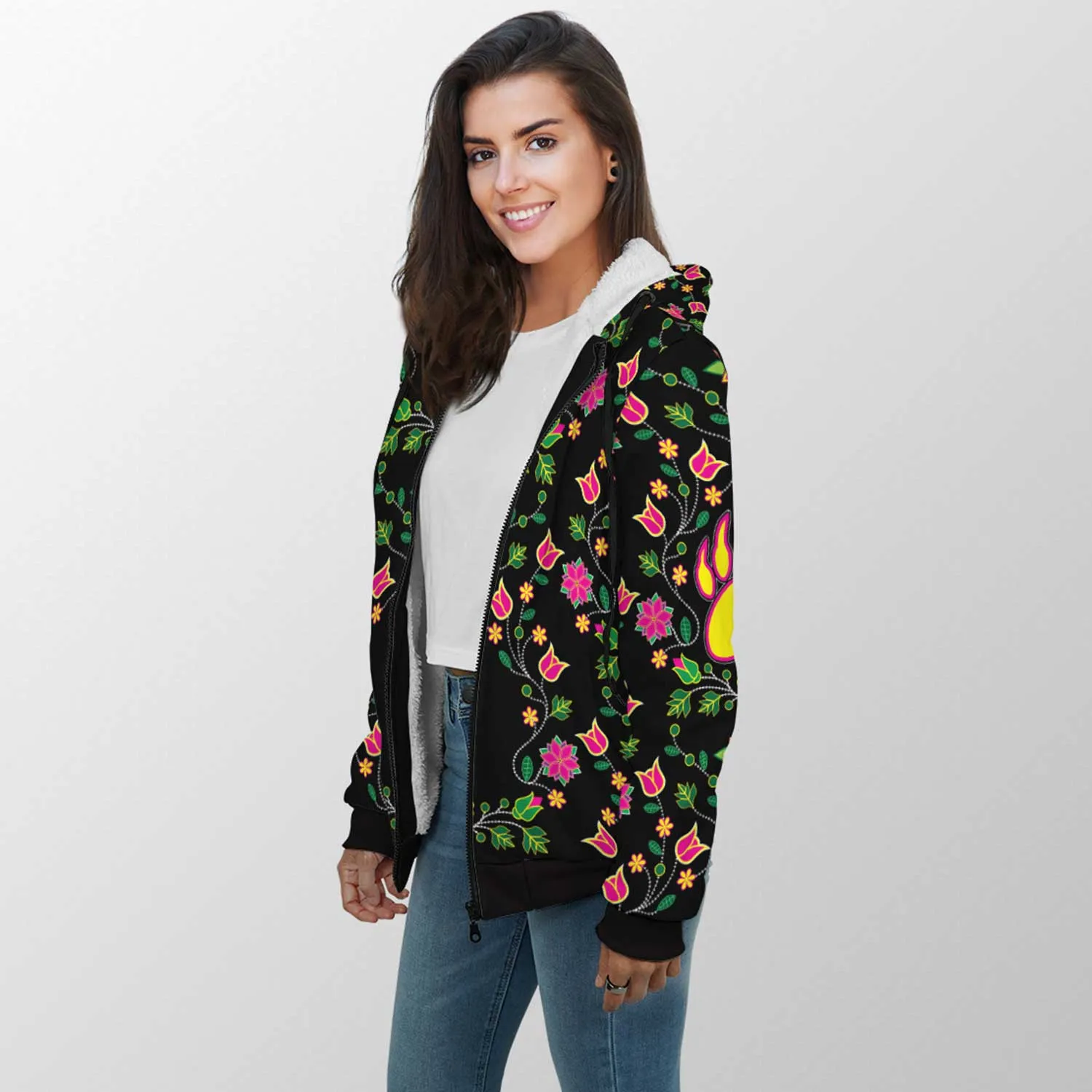 Floral Bearpaw Sherpa Hoodie