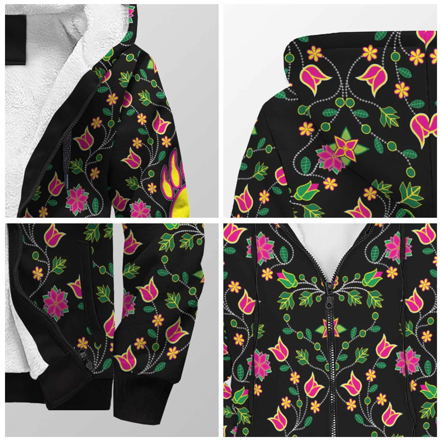 Floral Bearpaw Sherpa Hoodie