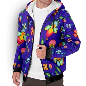 Floral Bounty Blue Sherpa Hoodie