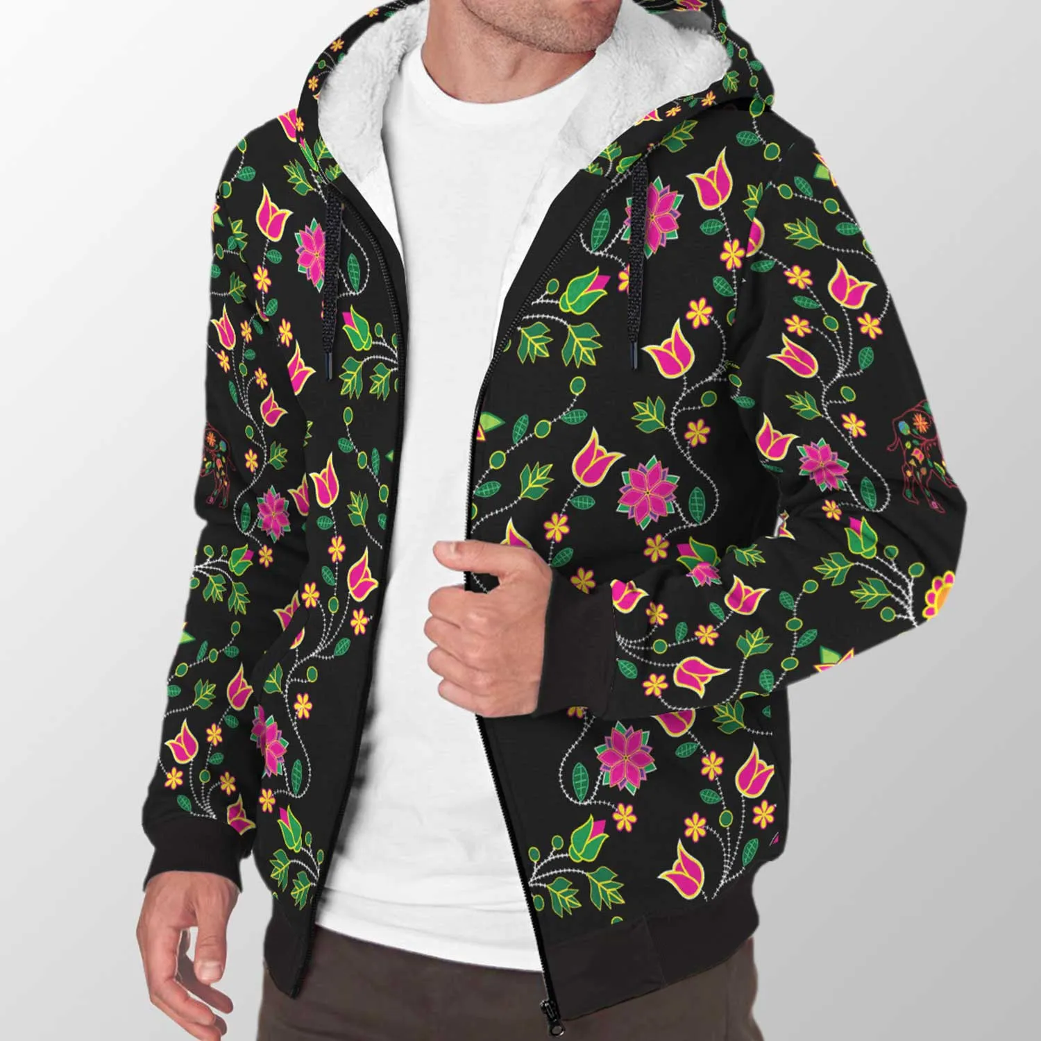 Floral Buffalo Sherpa Hoodie