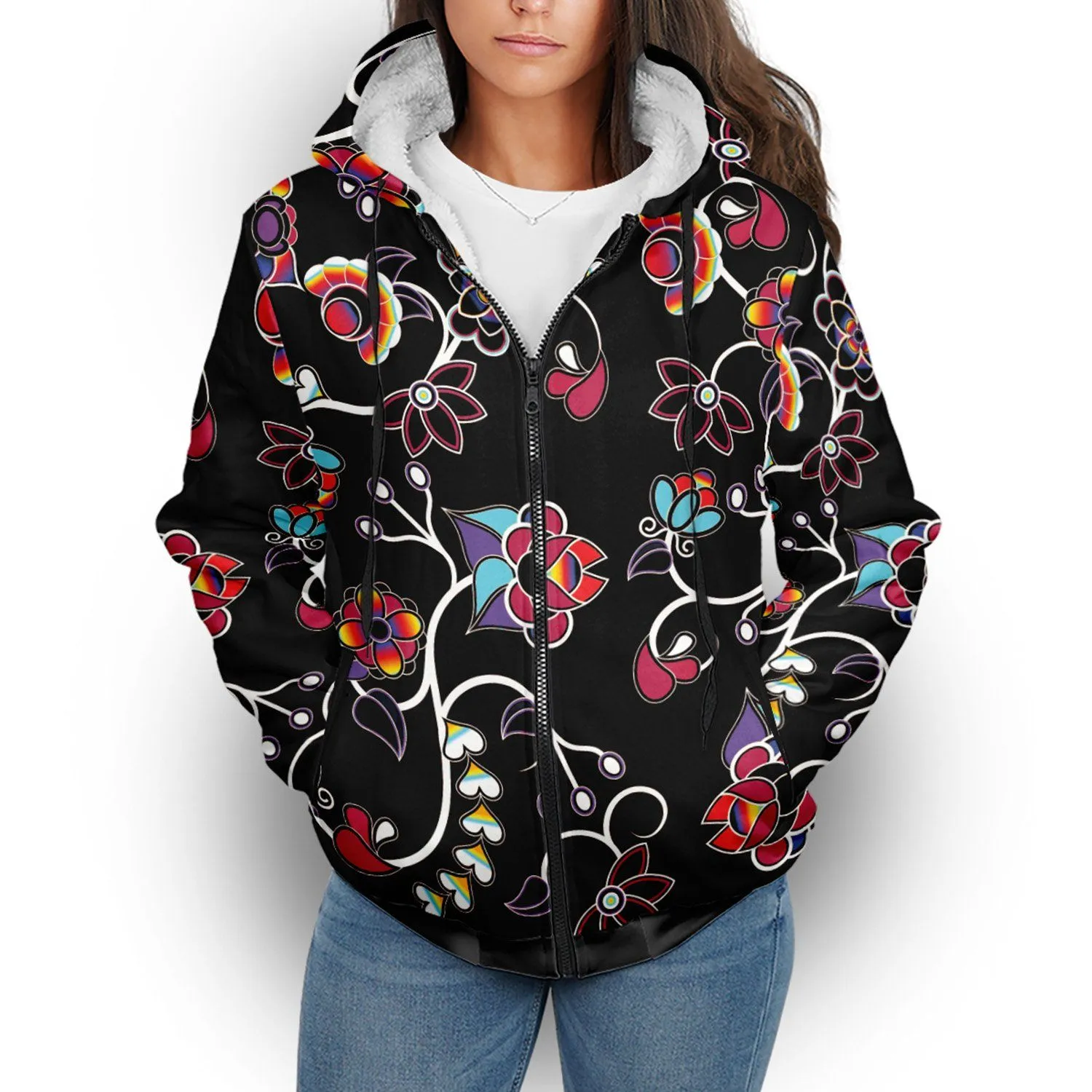 Floral Danseur Sherpa Hoodie