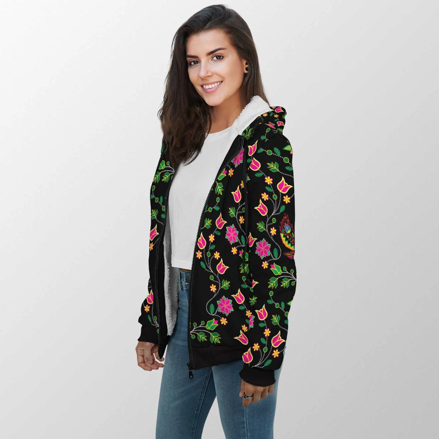 Floral Eagle Sherpa Hoodie