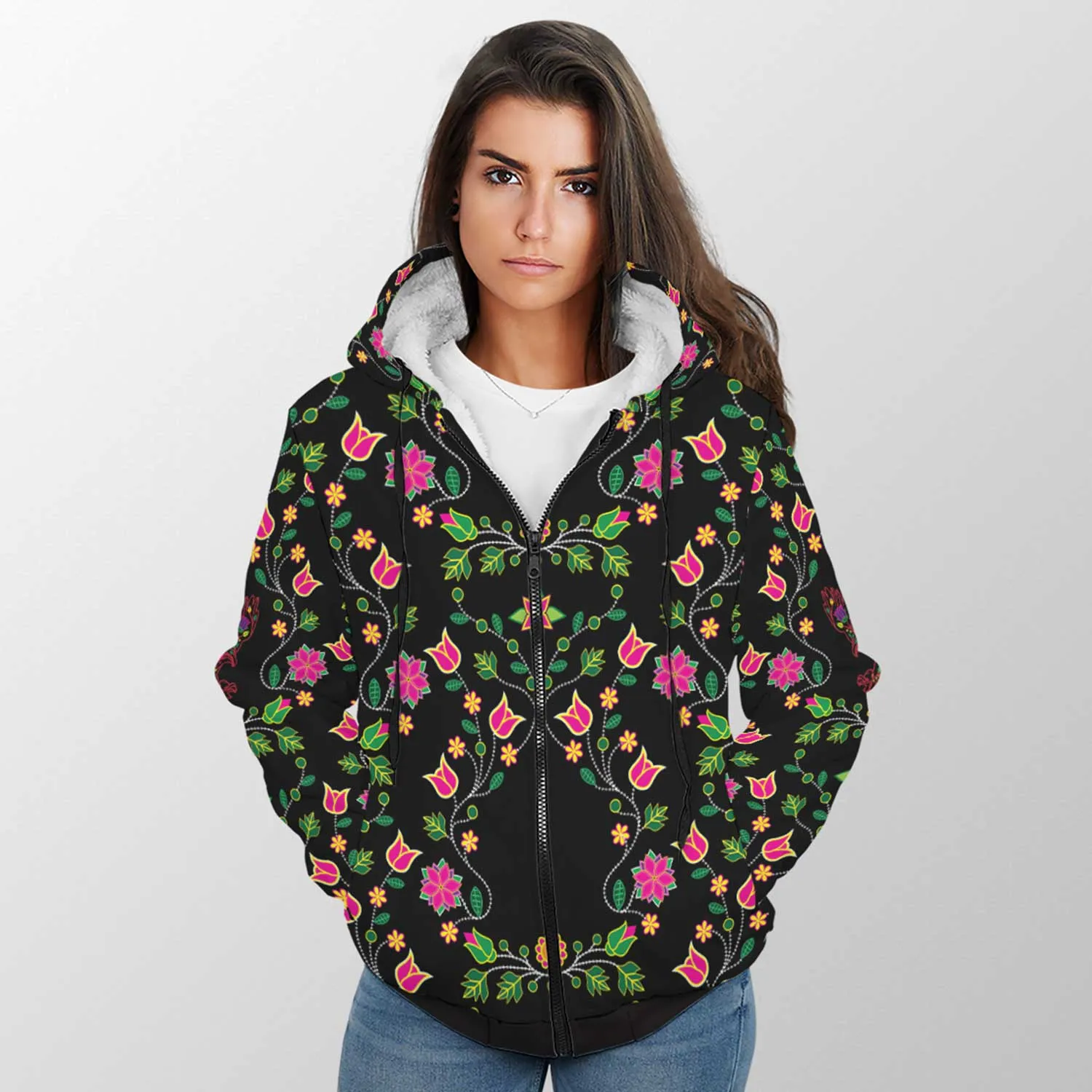 Floral Eagle Sherpa Hoodie