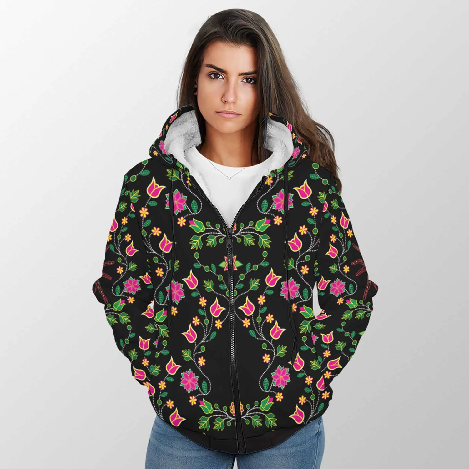 Floral Spider Sherpa Hoodie