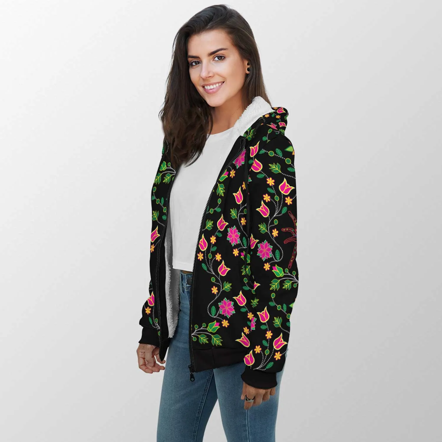 Floral Spider Sherpa Hoodie