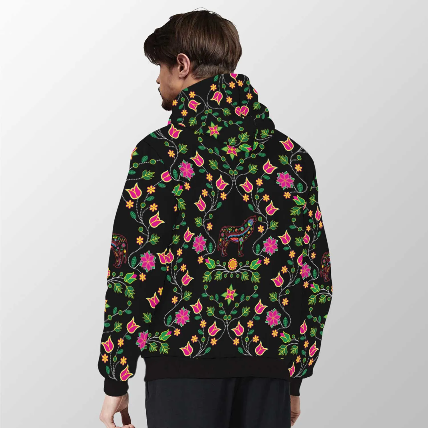 Floral Wolf Sherpa Hoodie