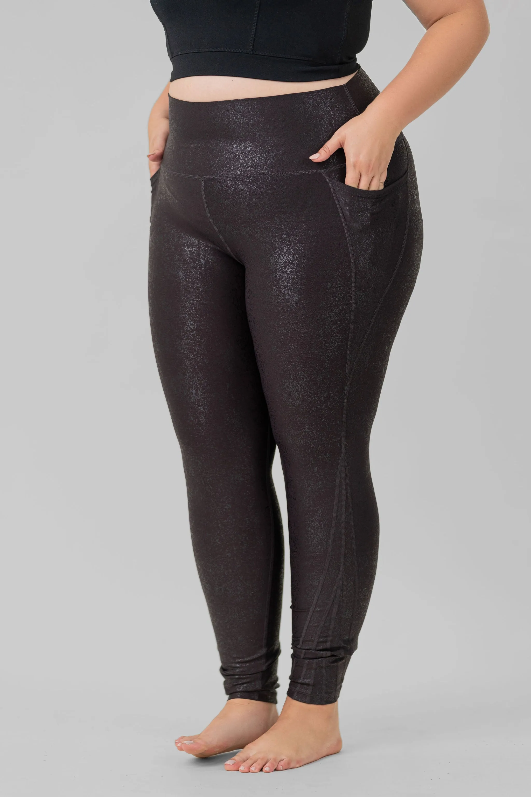 FOIL HIGH WAIST LEGGINGS WITH SIDE POCKETS