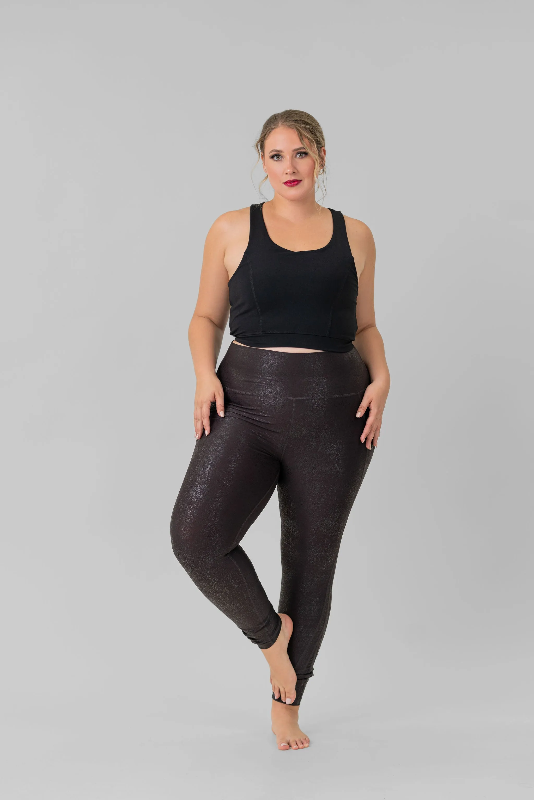 FOIL HIGH WAIST LEGGINGS WITH SIDE POCKETS