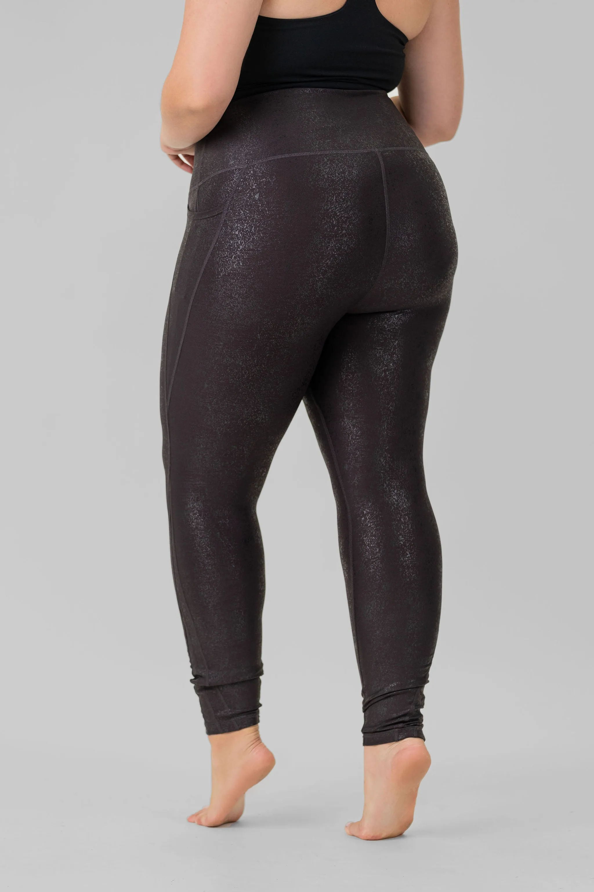 FOIL HIGH WAIST LEGGINGS WITH SIDE POCKETS