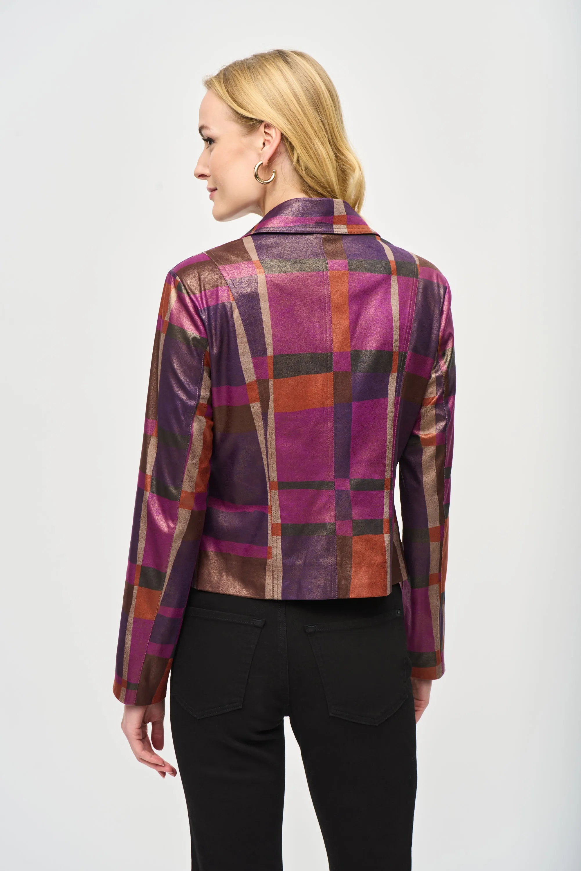 FOILED PLAID SUEDE JACKET