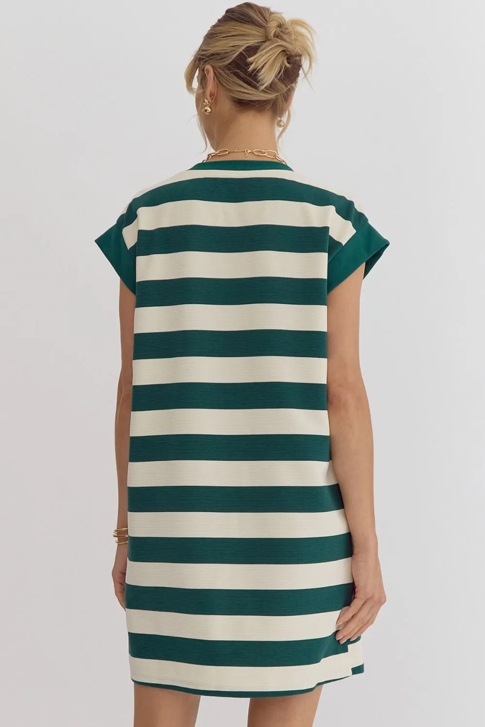 Forest Green Striped Mini