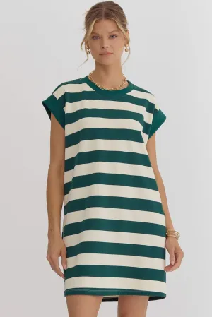 Forest Green Striped Mini