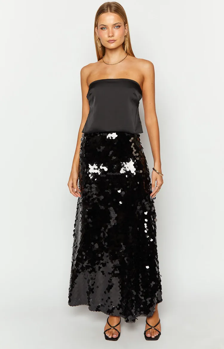 Genevieve Black Sequin Maxi Skirt