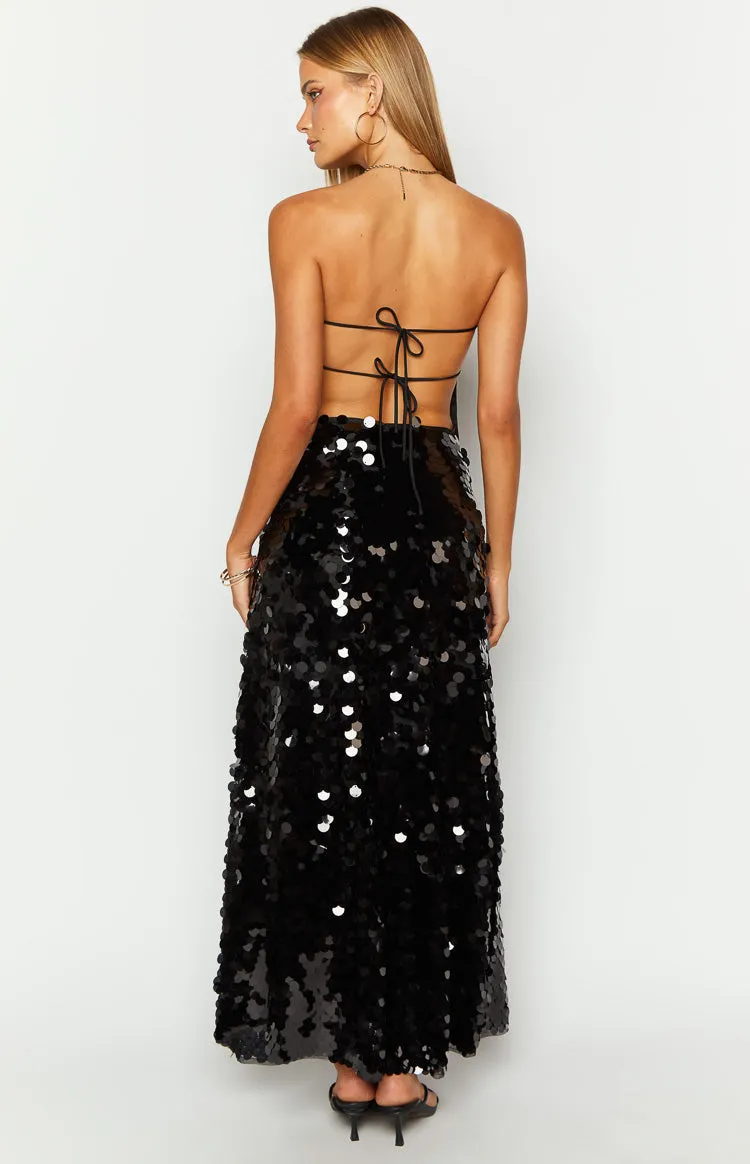 Genevieve Black Sequin Maxi Skirt