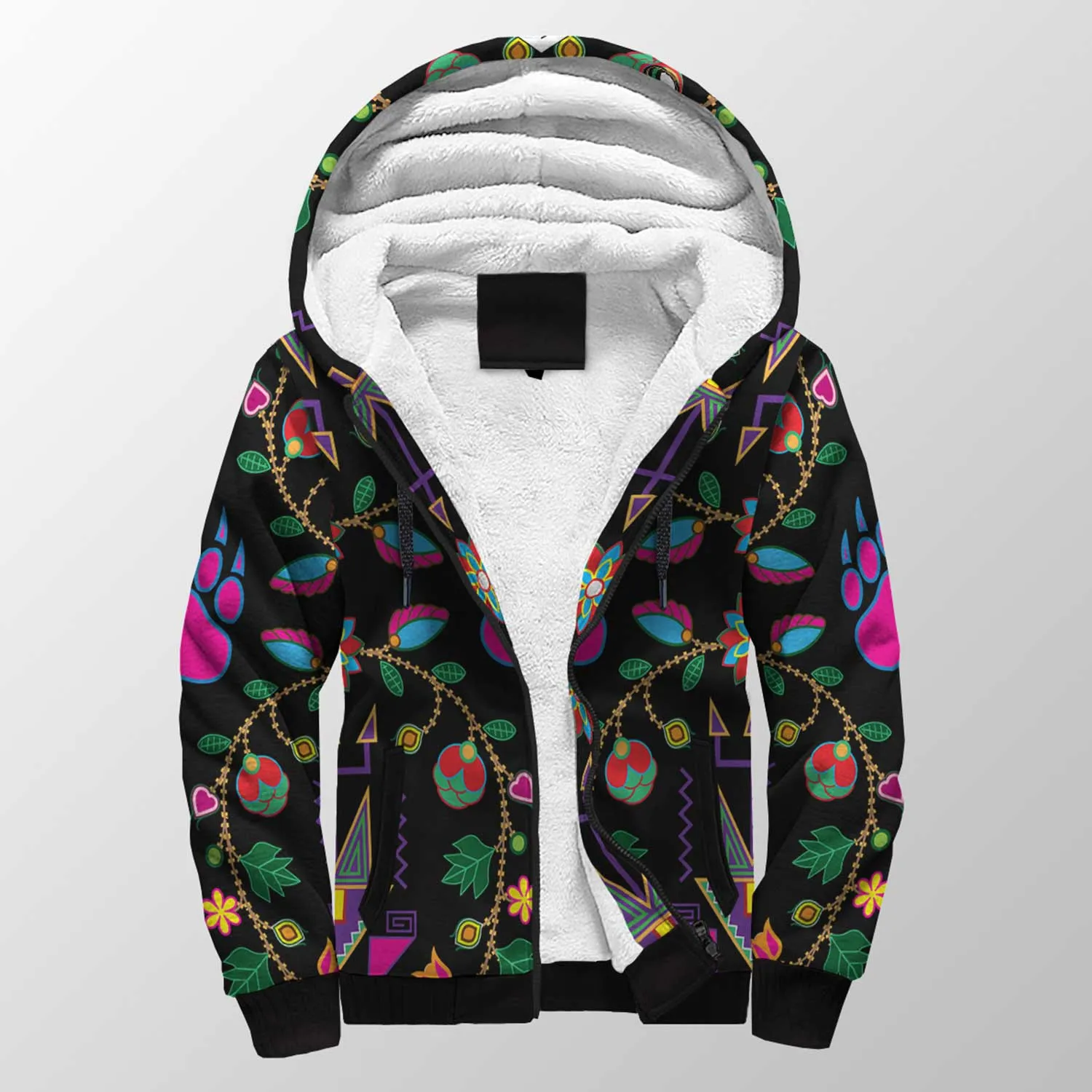 Geometric Floral Fall Sherpa Hoodie