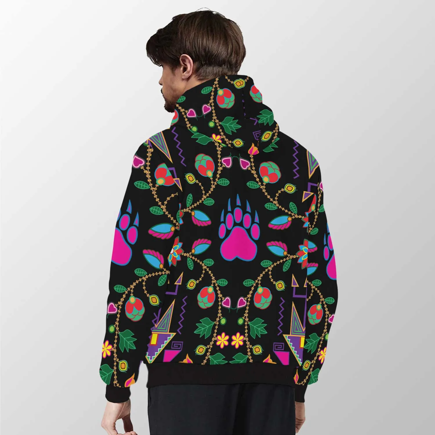 Geometric Floral Fall Sherpa Hoodie