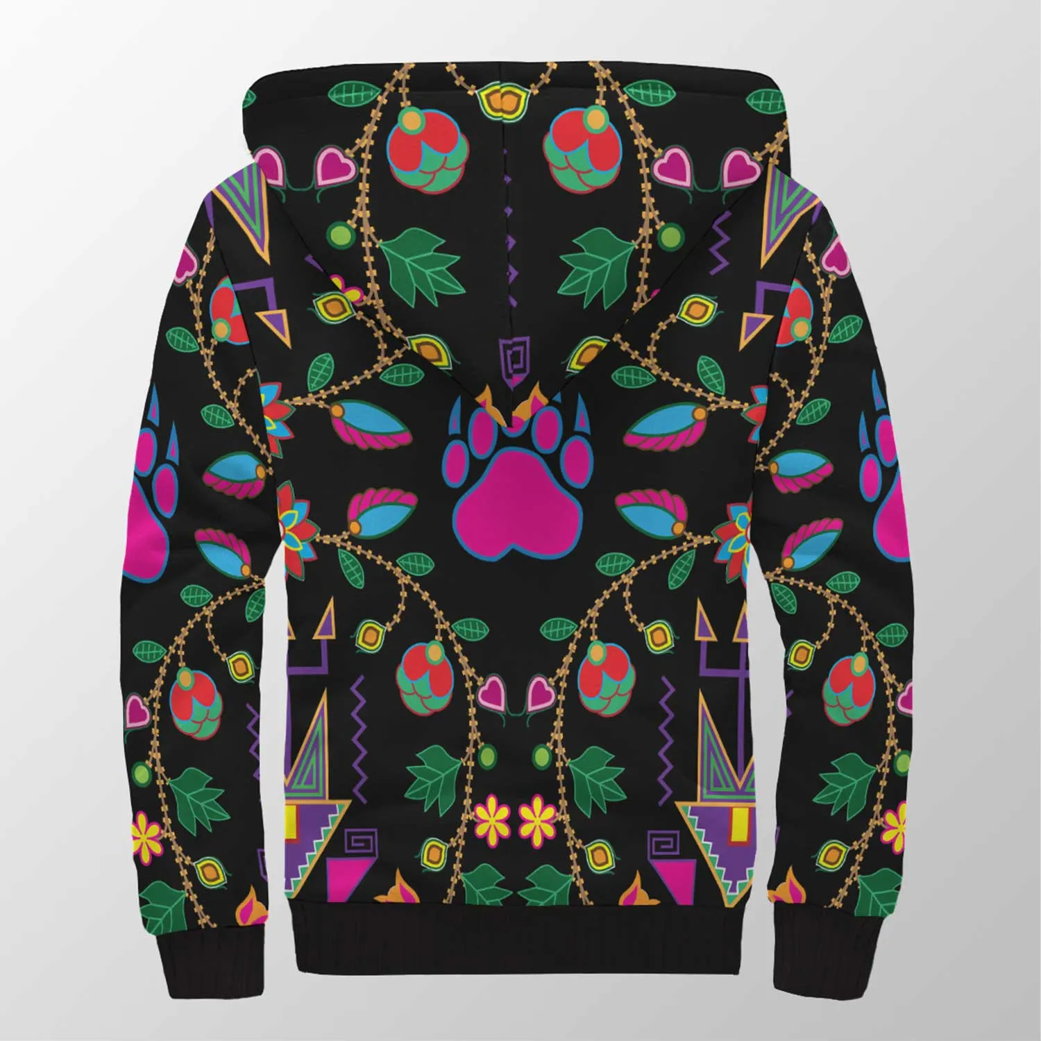 Geometric Floral Fall Sherpa Hoodie