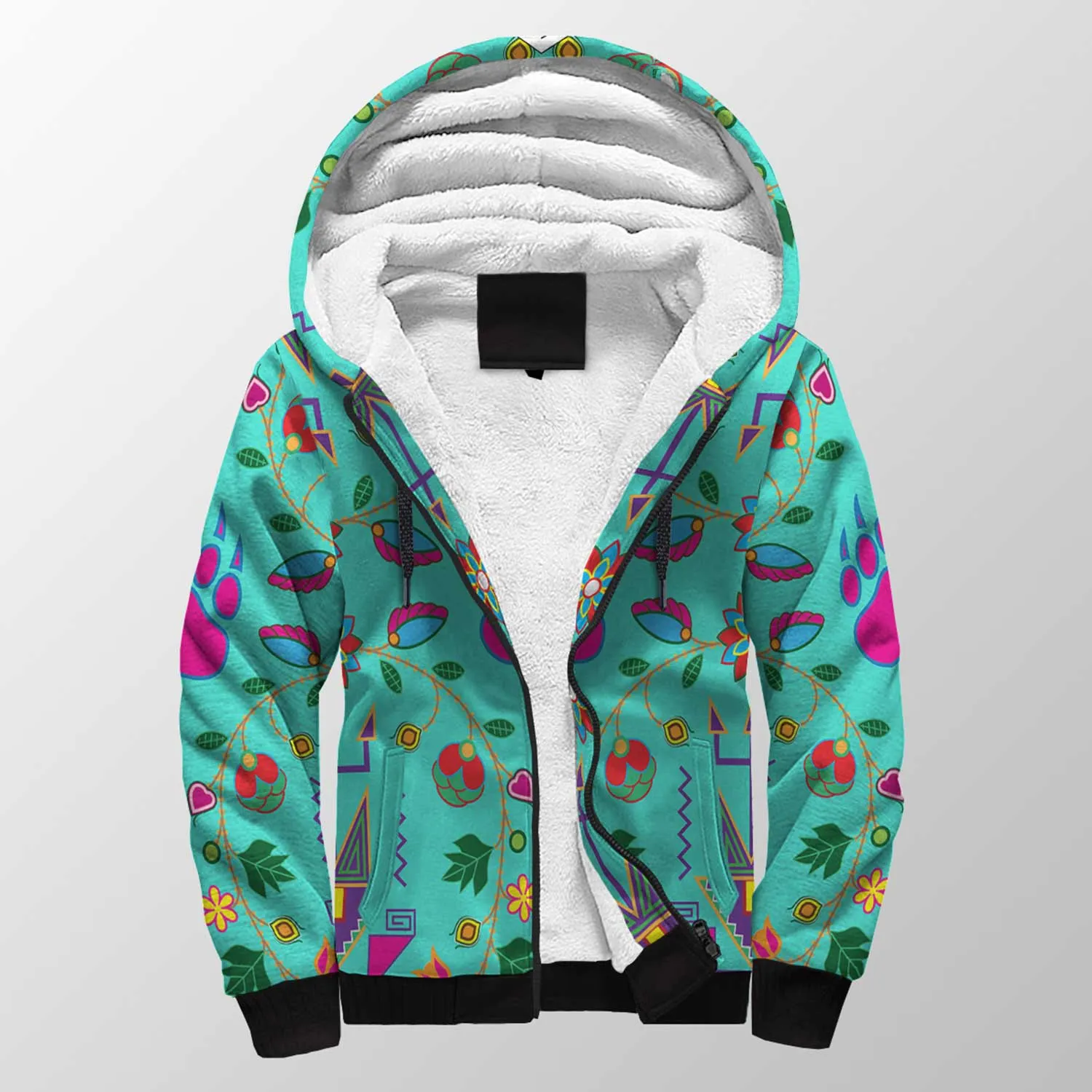 Geometric Floral Fall Sky Sherpa Hoodie