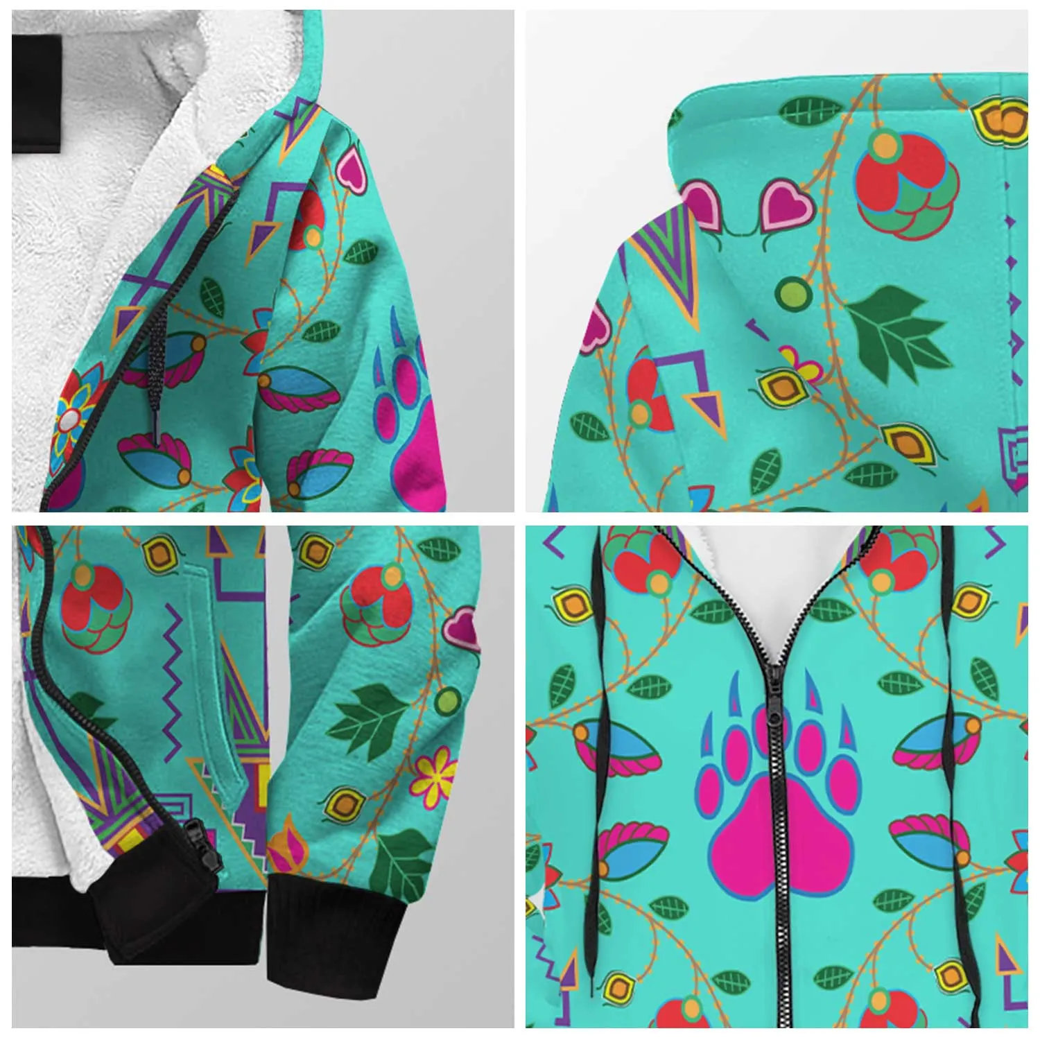 Geometric Floral Fall Sky Sherpa Hoodie