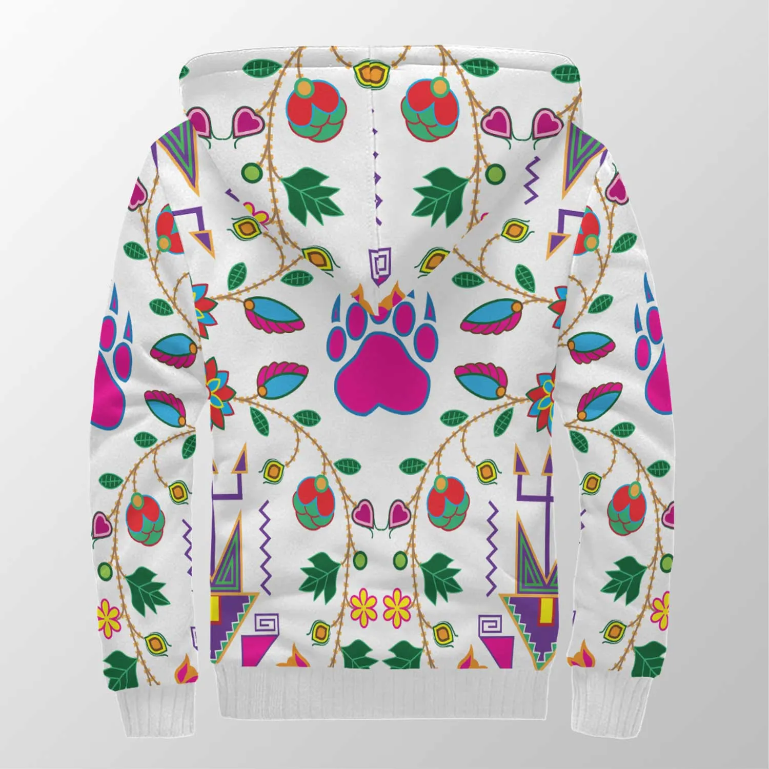 Geometric Floral Fall White Sherpa Hoodie