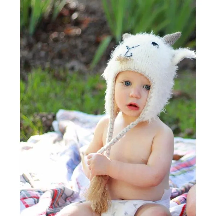 Goat Earflap Beanie Hat for Babies, Toddlers & Kids