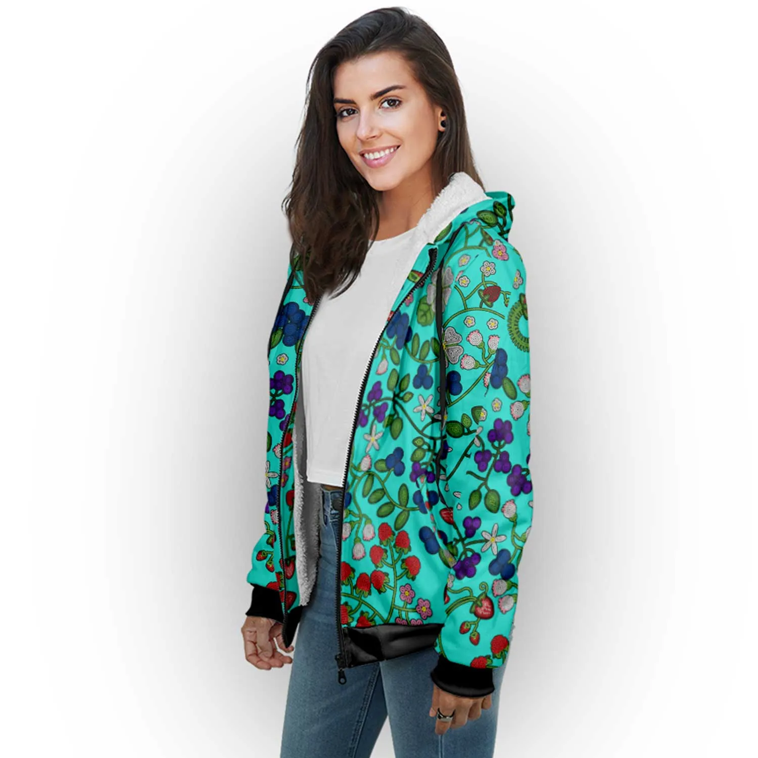 Grandmother Stories Turquoise Sherpa Hoodie