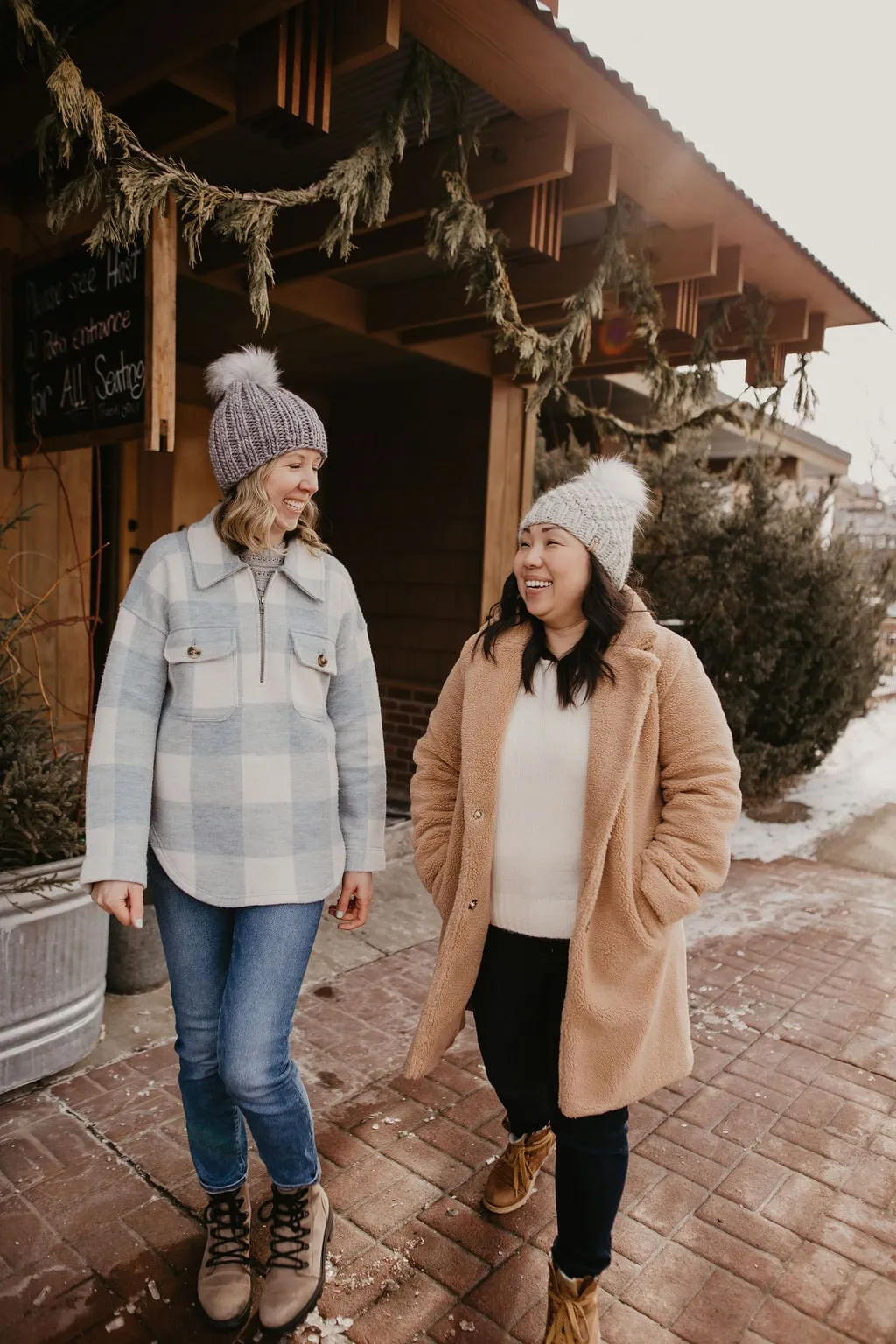 Gray Merino Wool Knit Hat with Faux Fur Pom Pom