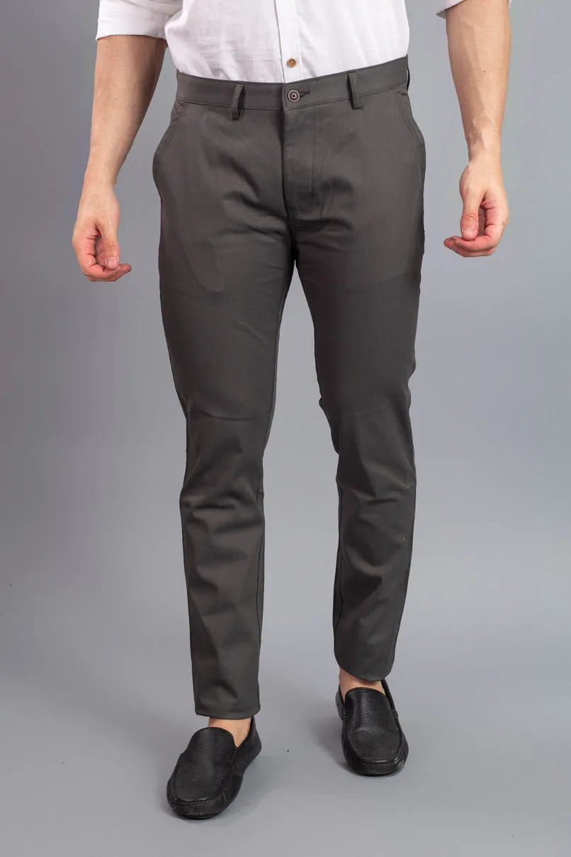 Grey Printed - 2 way stretch - COTTON PANT