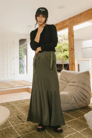 Hadlee Utility Maxi Skirt in Olive - FINAL SALE