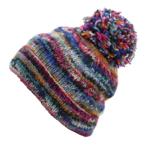 Hand Knitted Wool Beanie Bobble Hat - SD Electric