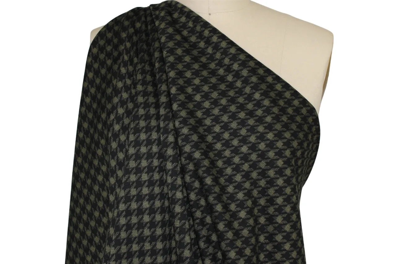 Houndstooth Ponte Knit - Olive/Black