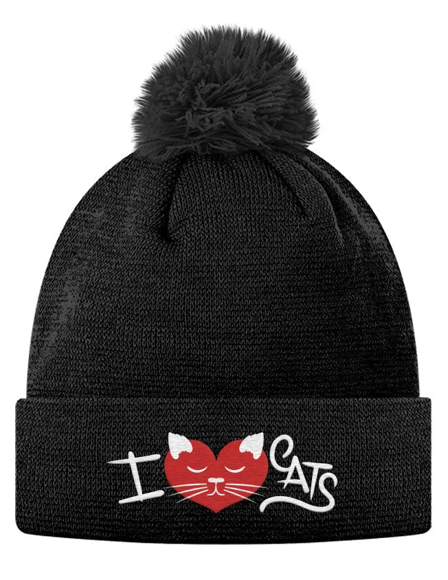 I ♥ Cats Pom Pom Knit Cap