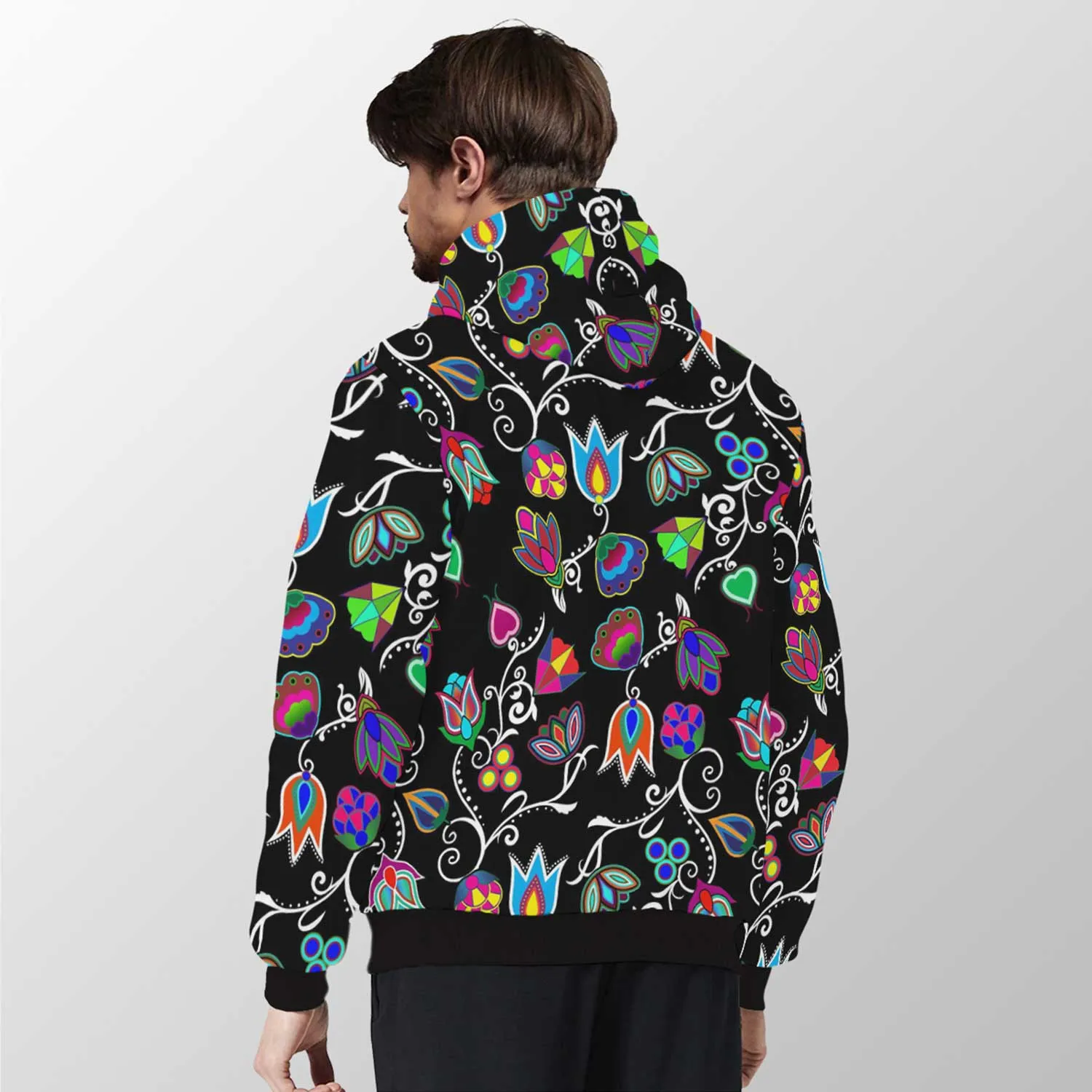 Indigenous Paisley Black Sherpa Hoodie