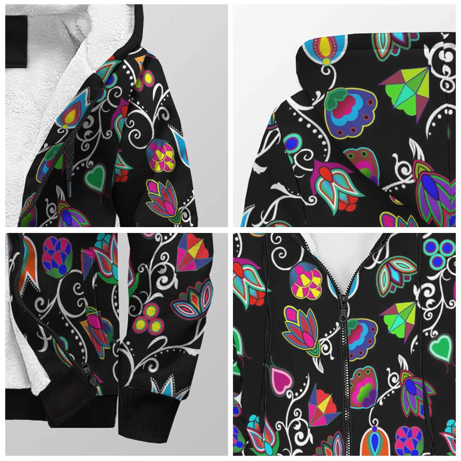 Indigenous Paisley Black Sherpa Hoodie