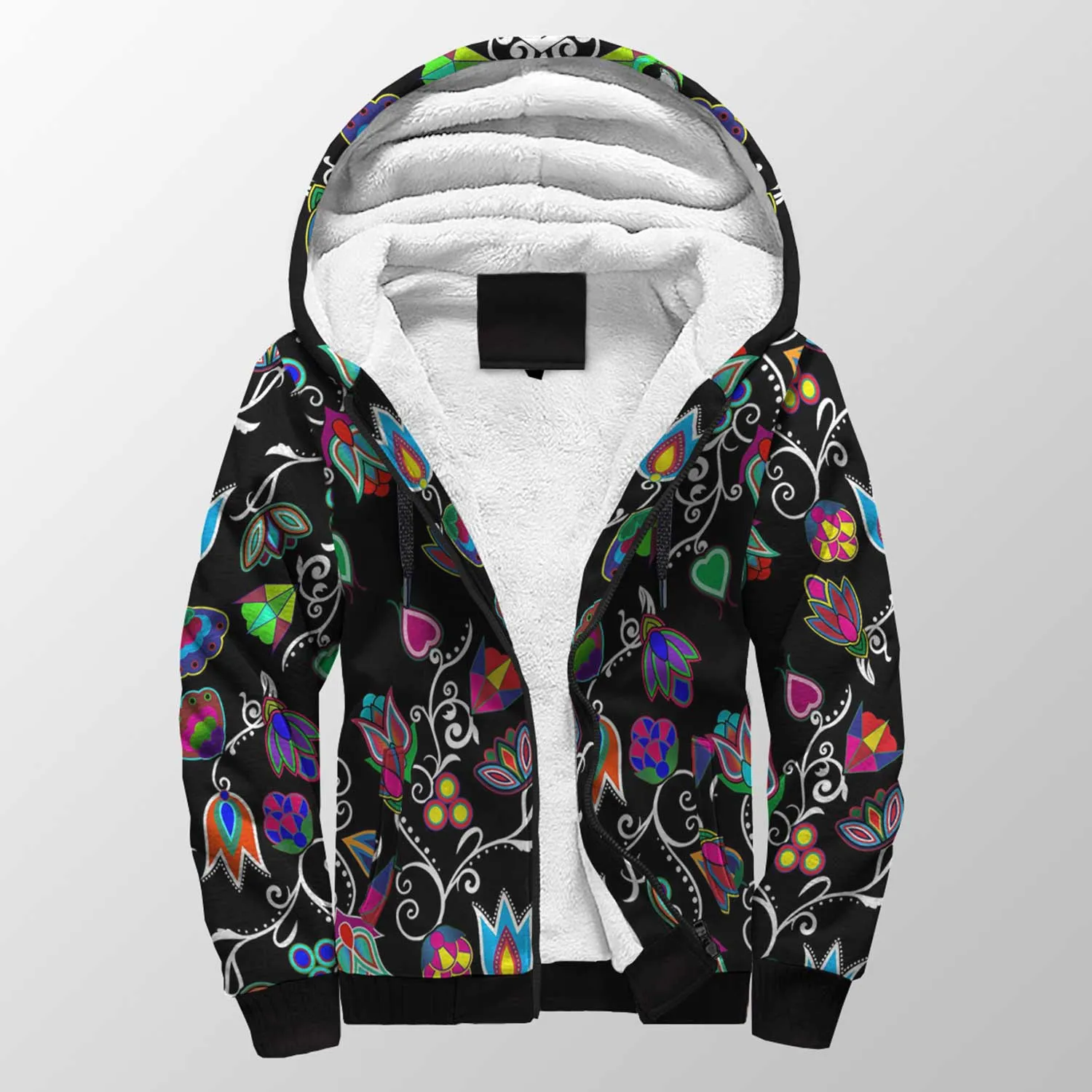 Indigenous Paisley Black Sherpa Hoodie