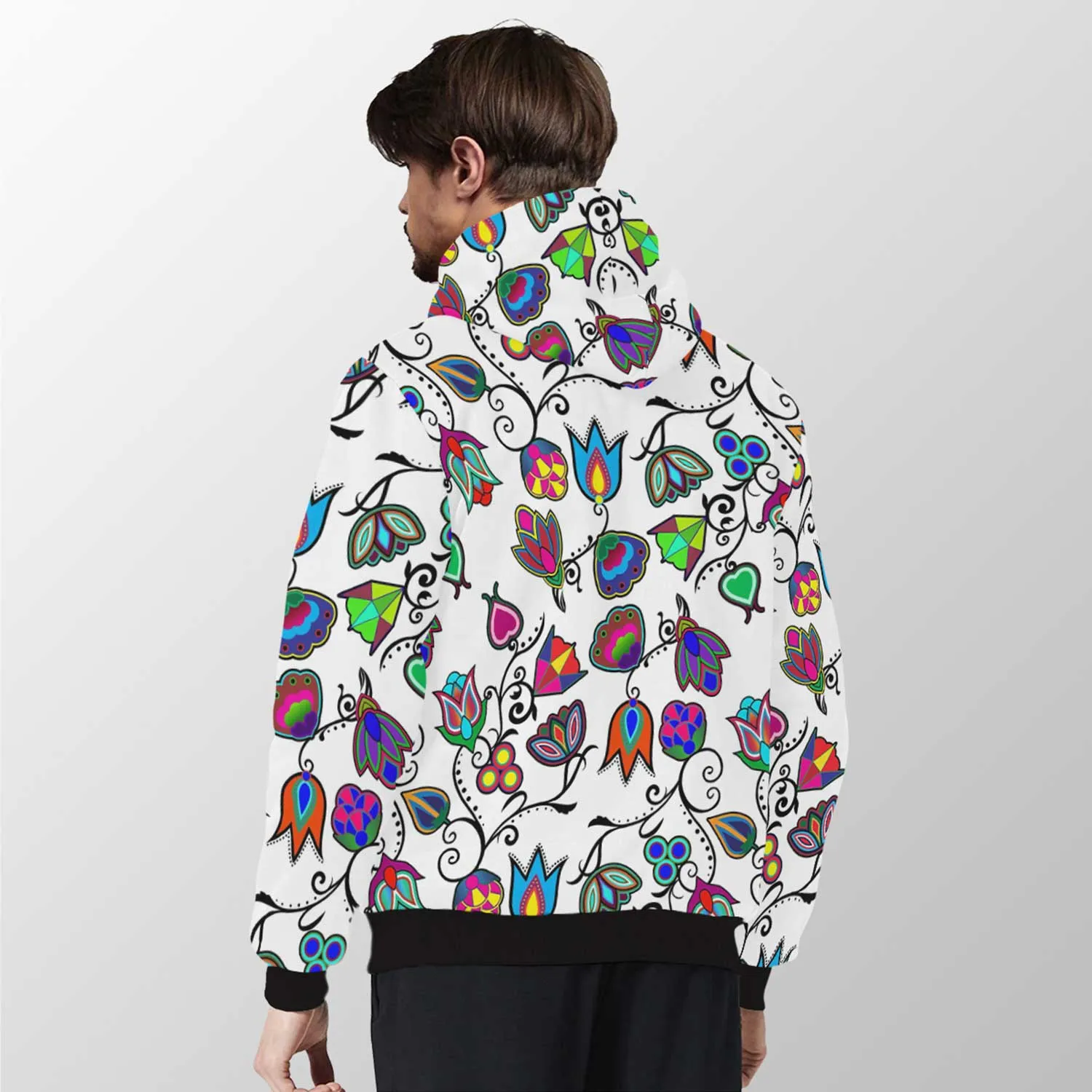 Indigenous Paisley White Sherpa Hoodie