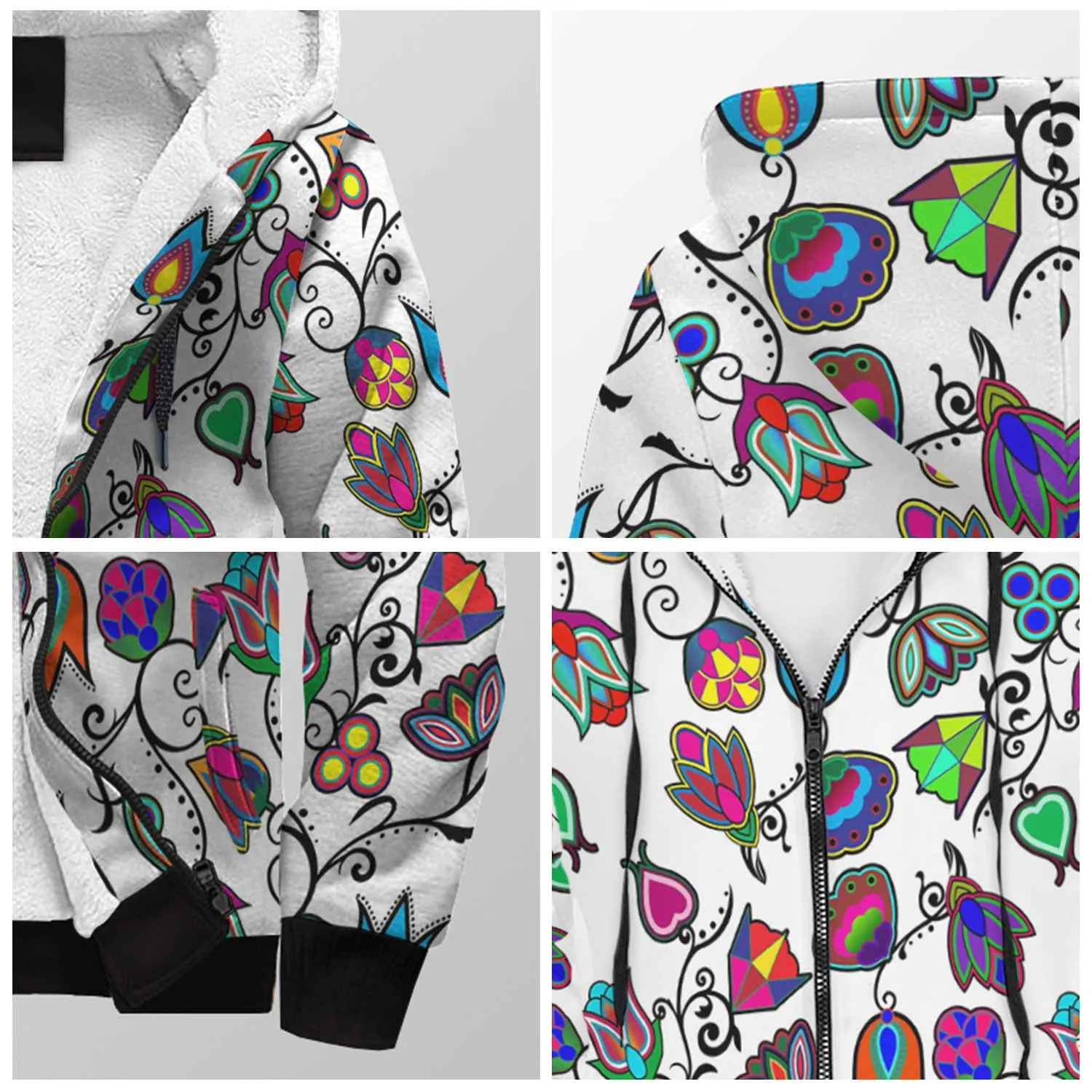 Indigenous Paisley White Sherpa Hoodie