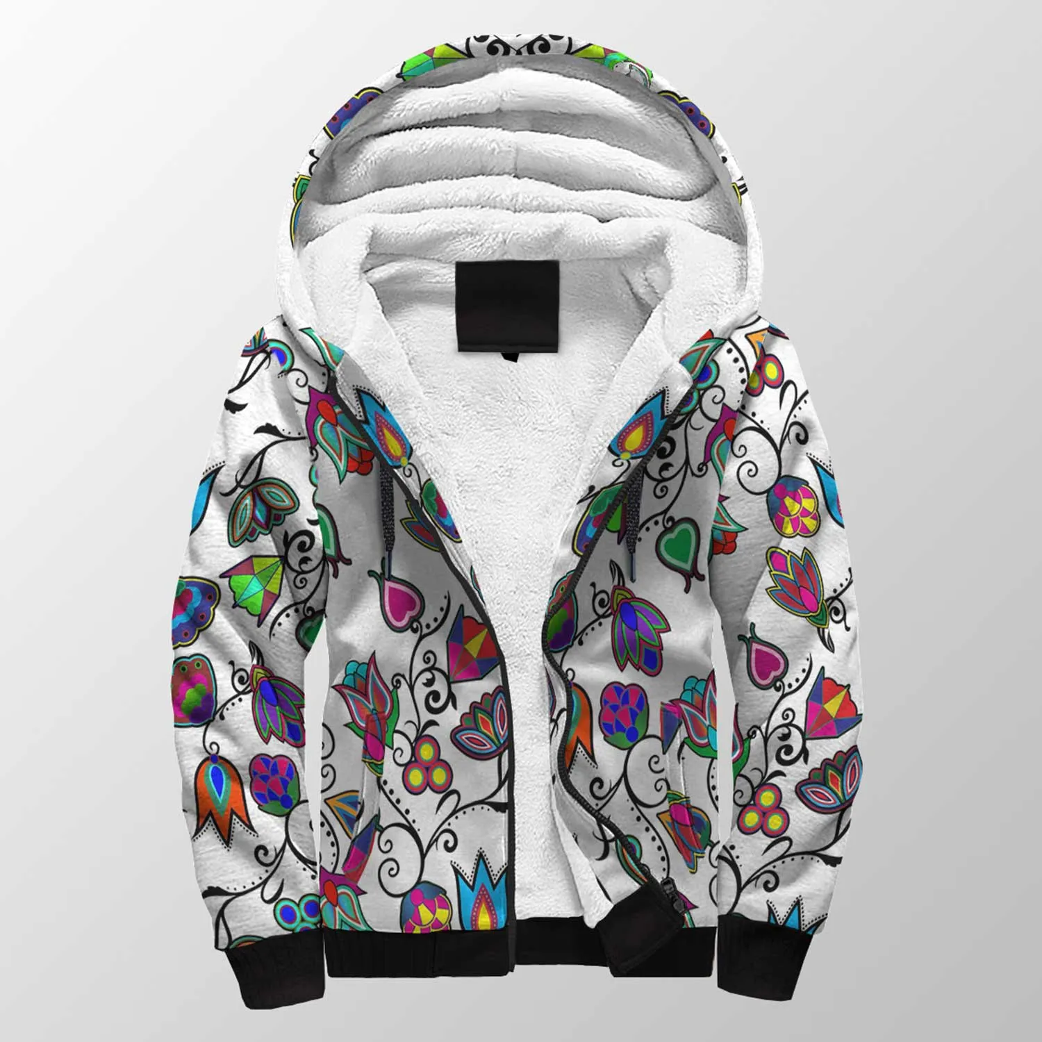 Indigenous Paisley White Sherpa Hoodie