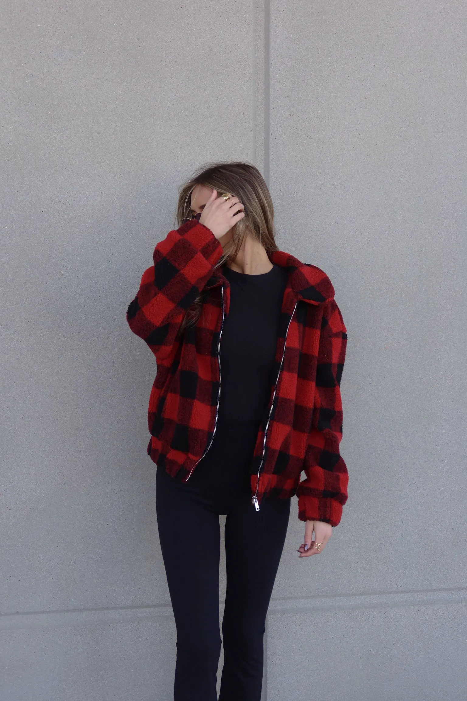 Jax Red Plaid Sherpa Coat