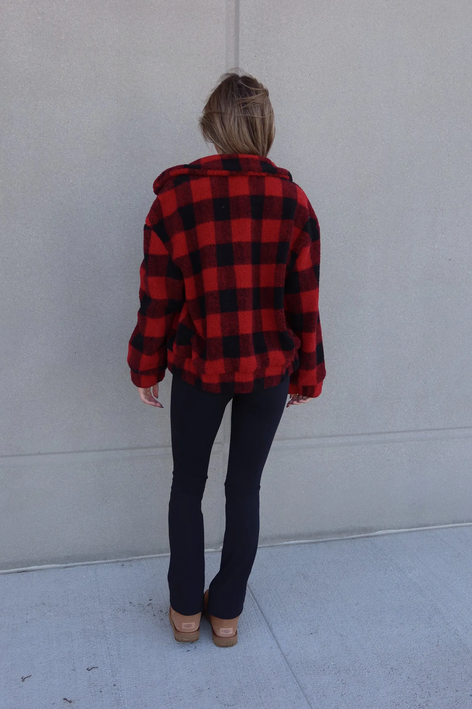 Jax Red Plaid Sherpa Coat