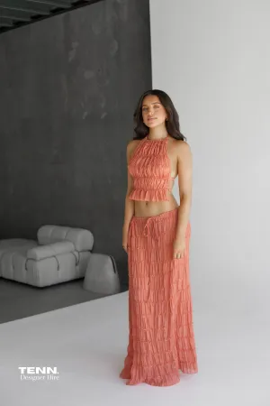 Juliette Halter top & Maxi Skirt - Peach