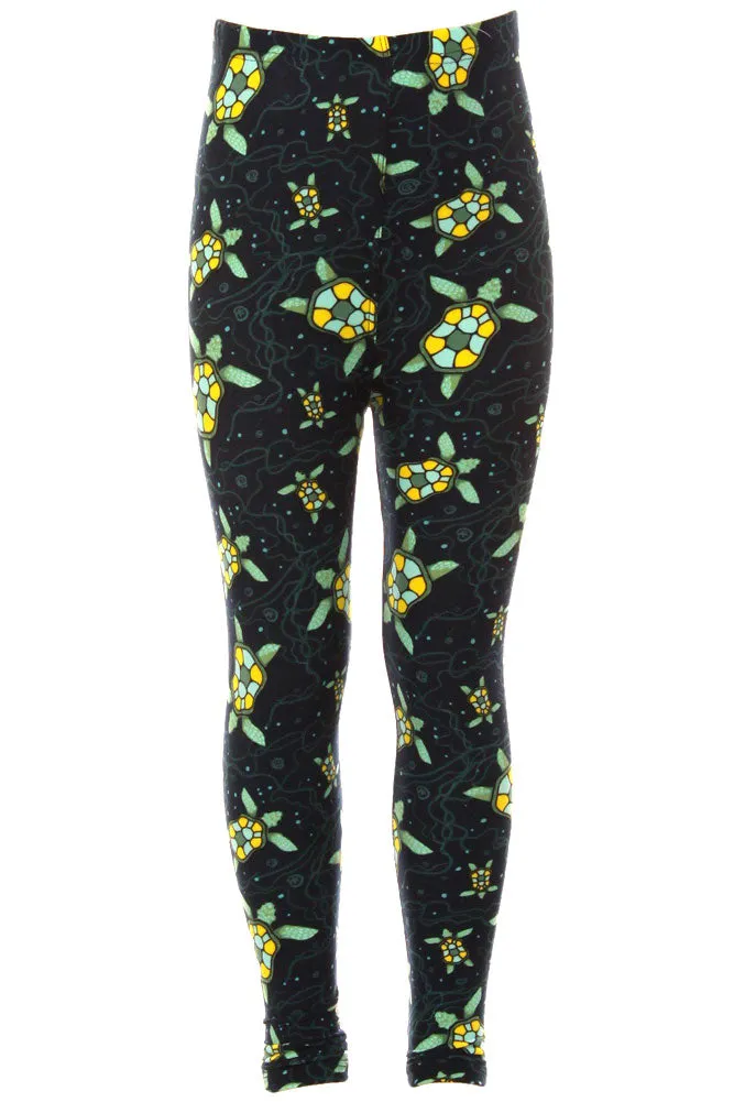 Kid's Colorful Sea Turtle Starfish Pattern Printed Leggings