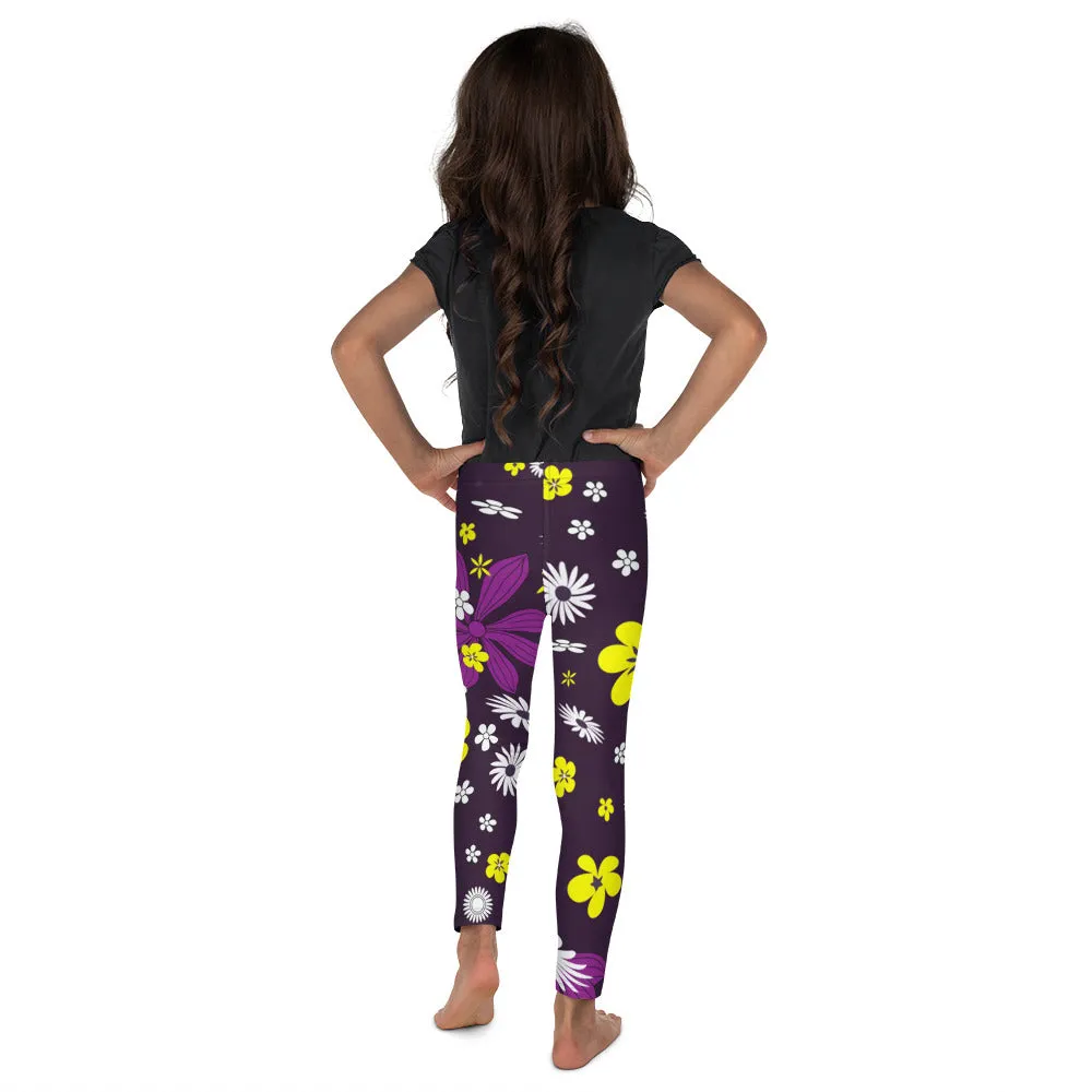 Kids Leggings Flowers Purple