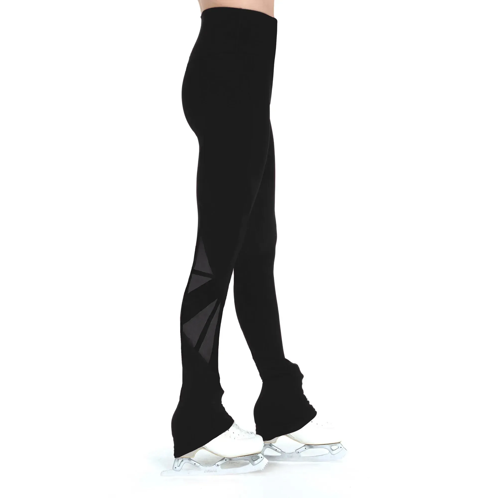 L24005P Competition Figure Skating Mesh Inset Leggings PLAIN