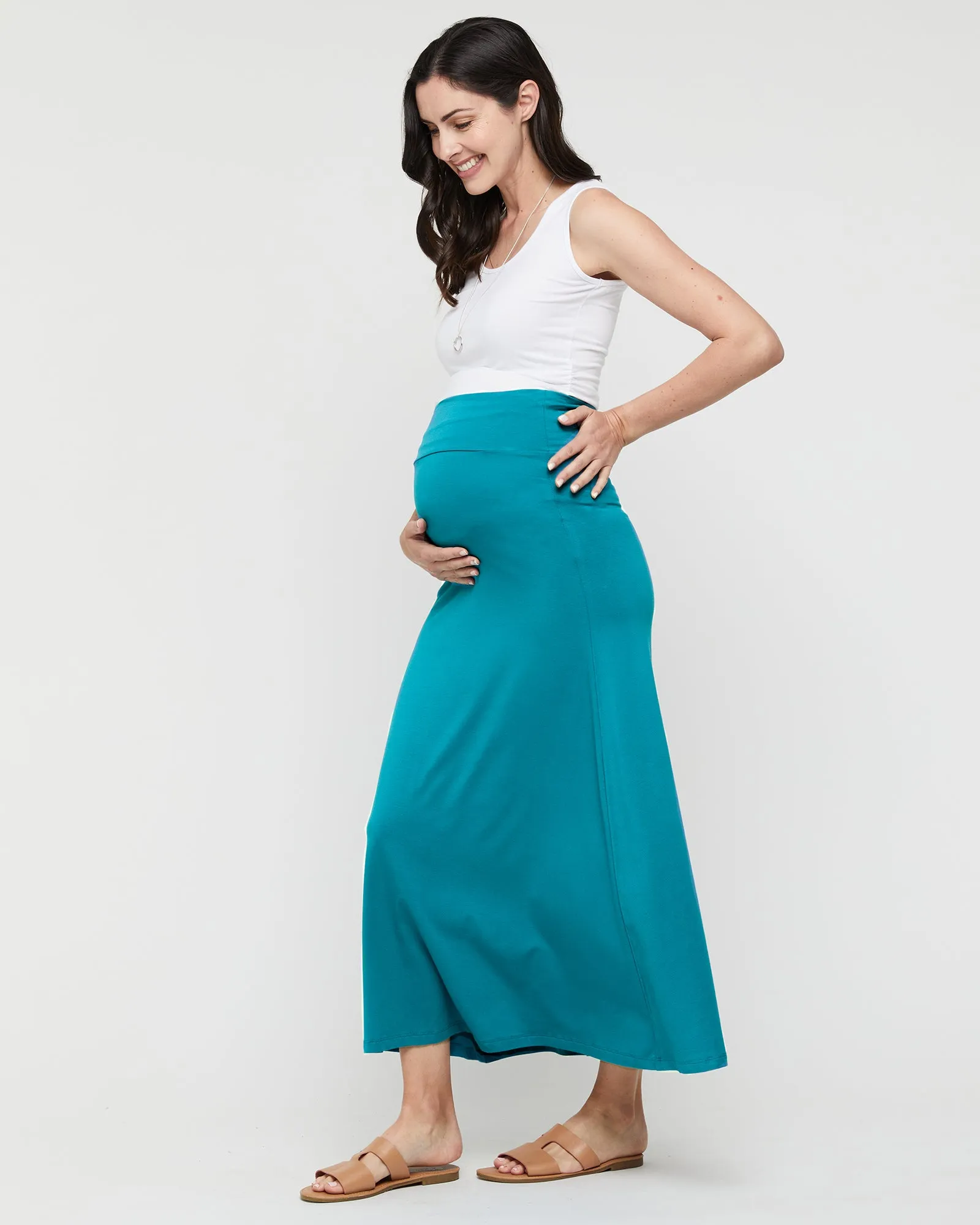 Lana Long Maternity Skirt - Teal