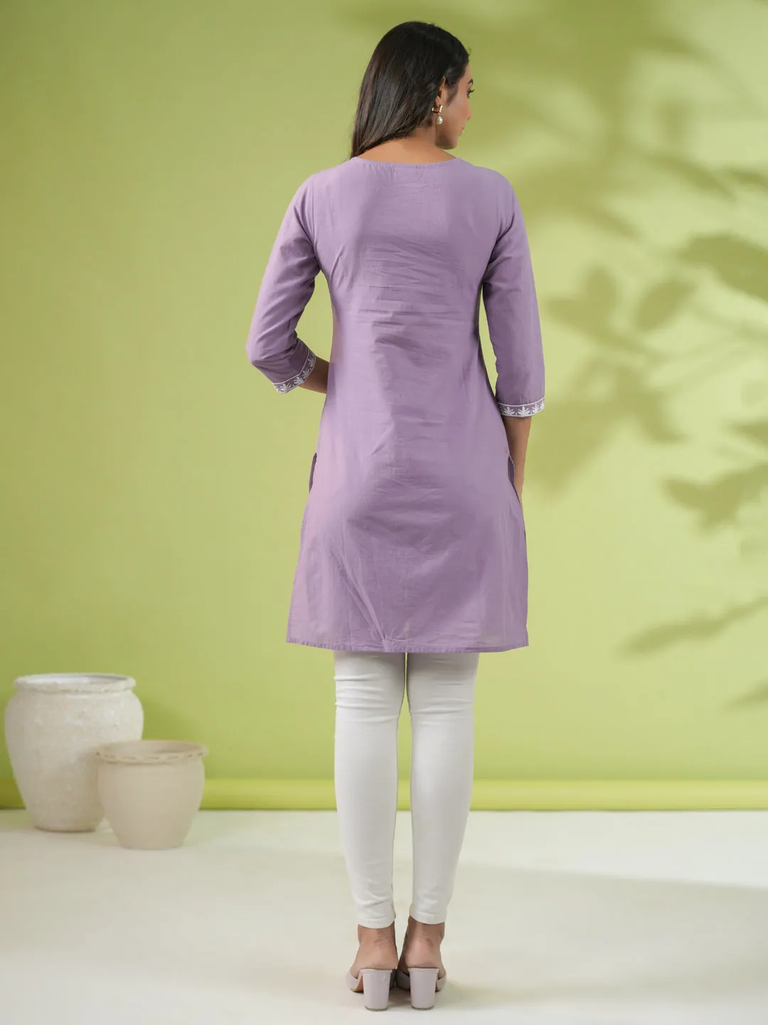 Lavender Cotton Embroidered Tunic