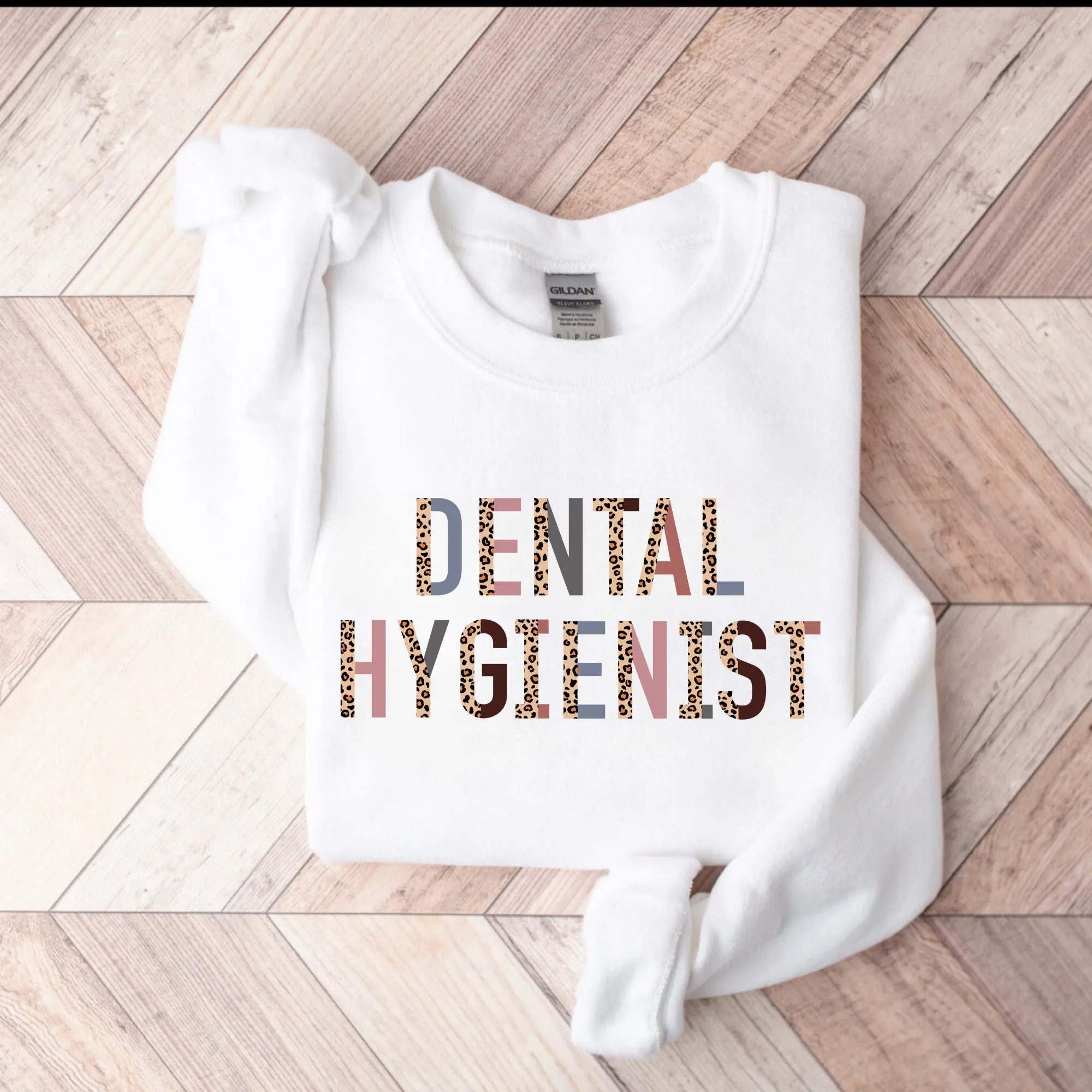 Leopard Print Dental Hygienist Crewneck Sweatshirt