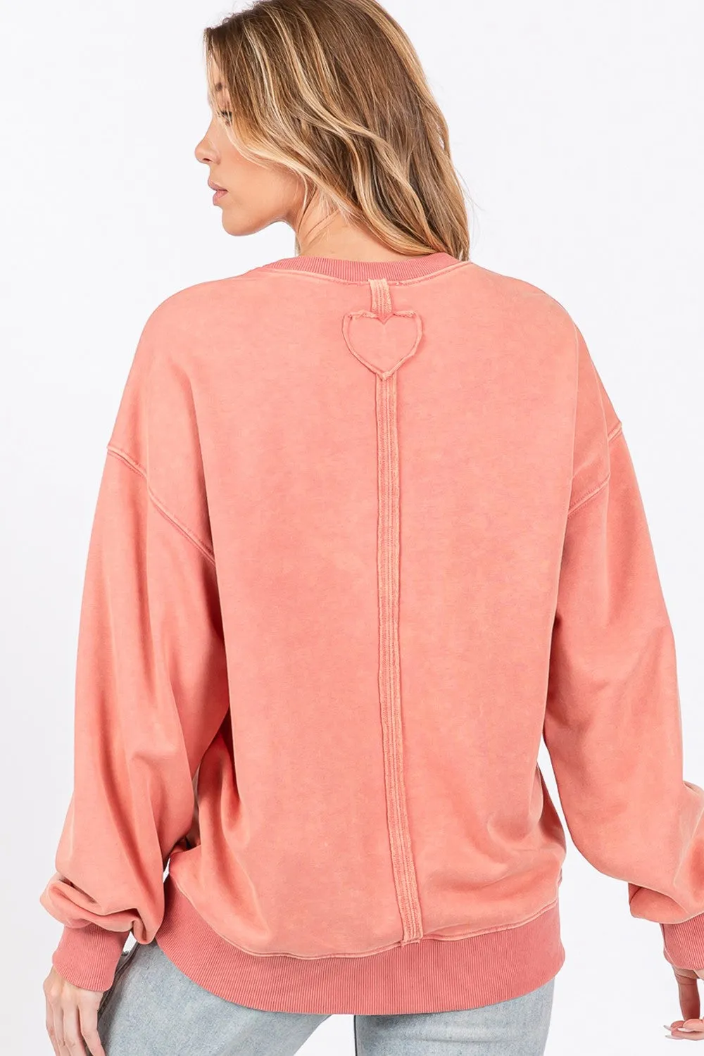 LOVE Path Applique Drop Shoulder Sweatshirt